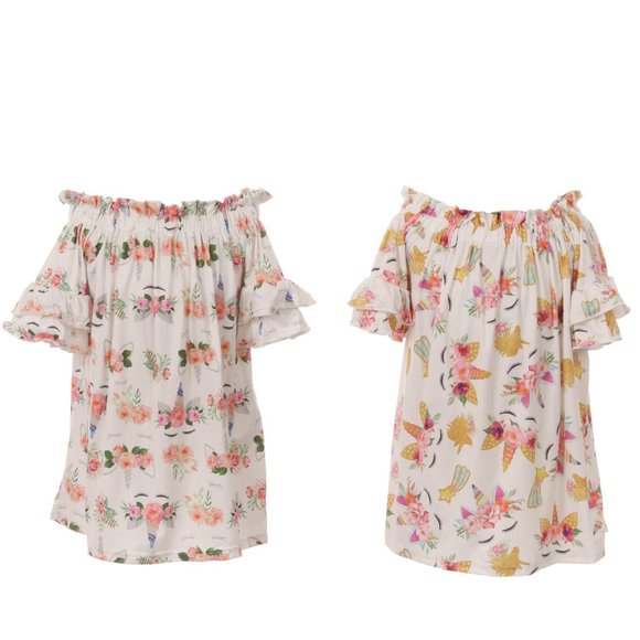 2 Pieces Bundle Little Girls Floral Unicorn Birthday Party Flower Girl Dres New - Picture 1 of 7